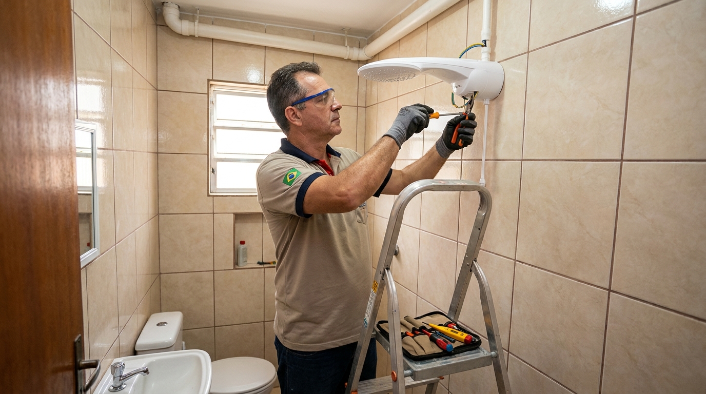 Instalação de chuveiro no banheiro em Boa Vista‑RR