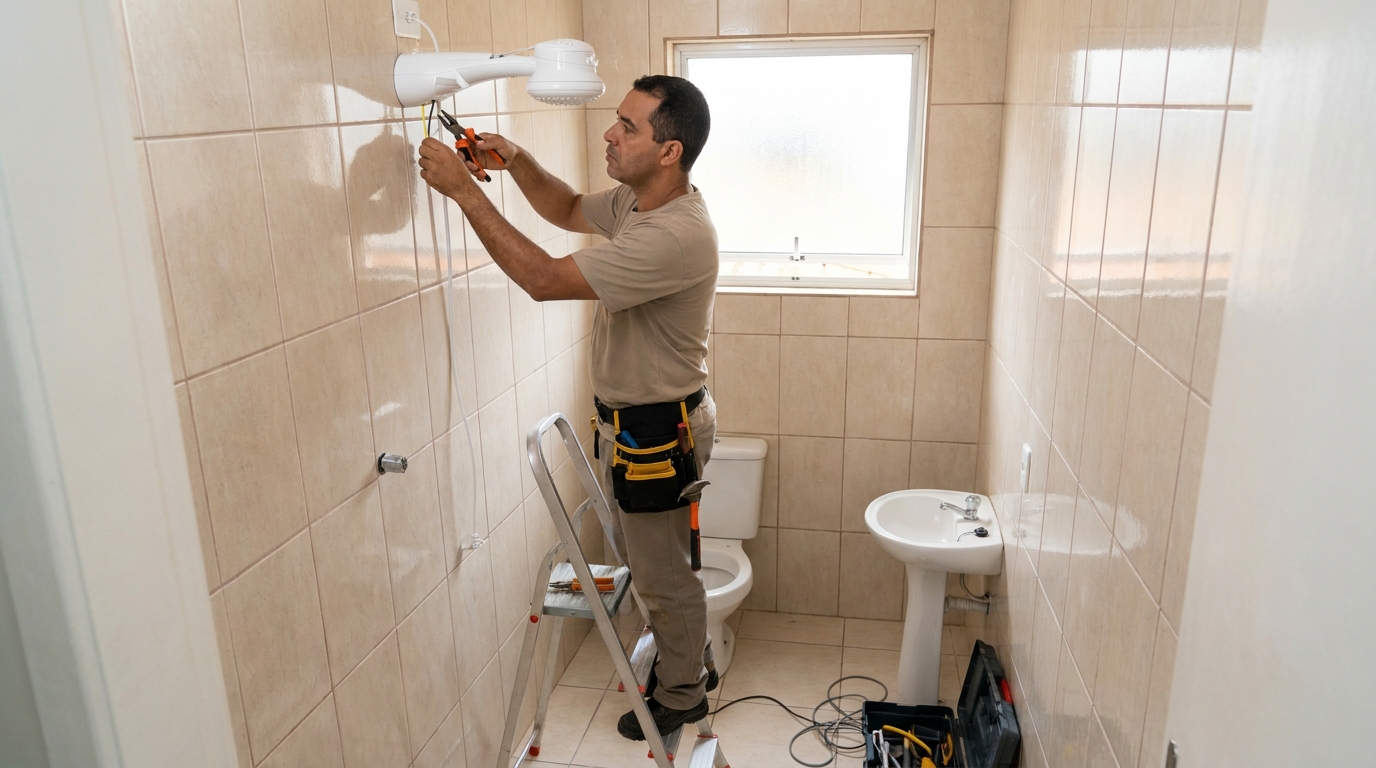 Instalação de chuveiro elétrico em Toledo‑PR